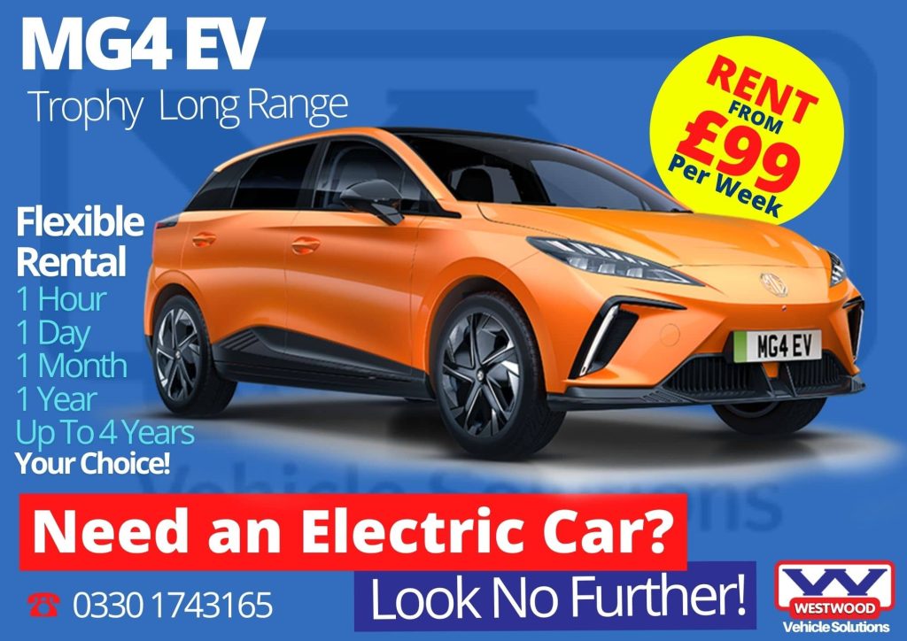 MG4 Electric Car Hire Ad
