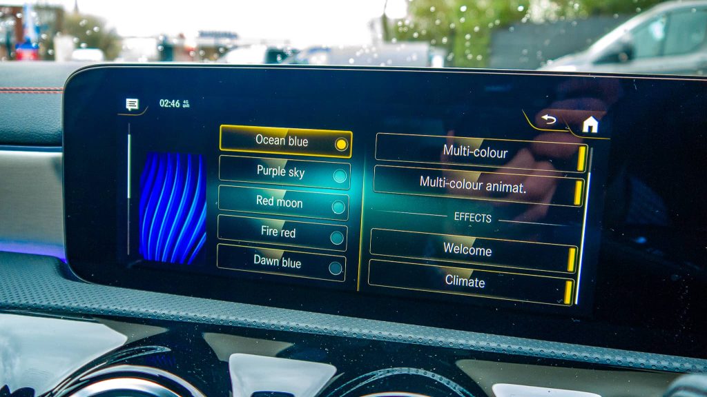 Mercedes CLA ambient lighting colours