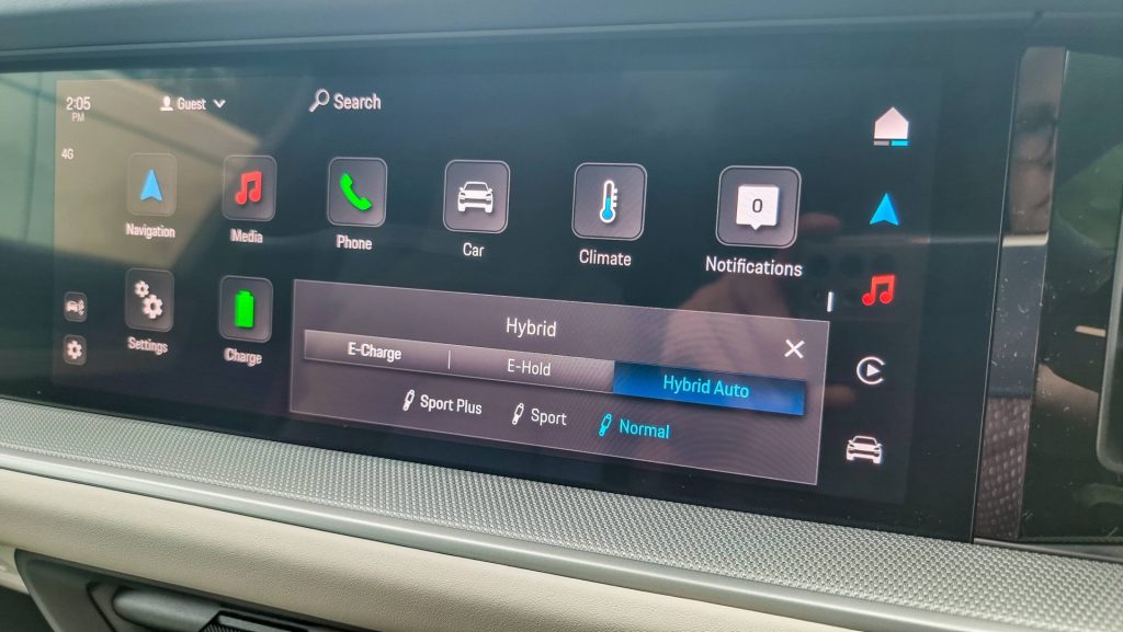 Porsche Cayenne e Hybrid drive mode