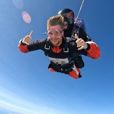 Westwood Skydive Jack Cowan Rental Executive Thumbs Up