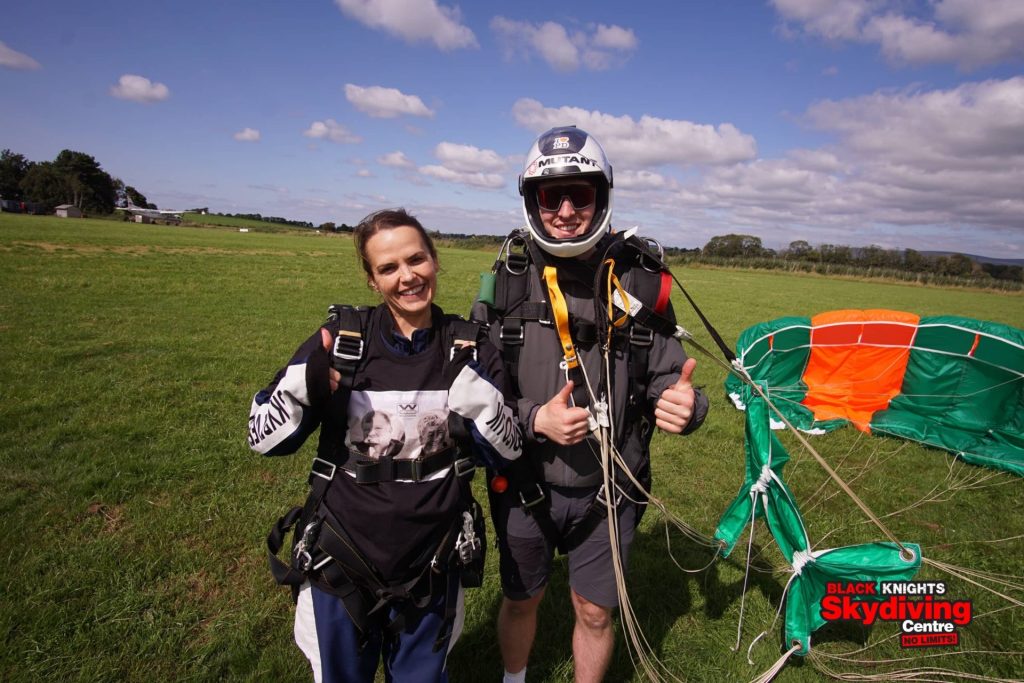 Westwood Skydive Laura Edwards Finance Director Not shaking